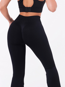 Womens Stretch Fit Yoga Pants High Waist <b>Flared</b> <b>Leggings</b> Seamless Design Butt Sculpt Workout Ready Activewear - Product Image 4