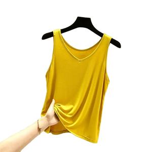 Camisetas sin mangas Vintage informales de verano para mujer, camisetas holgadas lisas sencillas con cuello en V y cuello Halter, moda callejera - Product Image 6