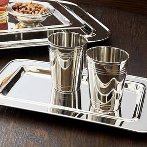 Wholesale Luxury Stainless Steel Tray Set Bulk Hotel Serving Platter with Elegant <b>Mirror</b> Finish and Modern Rectangular Design - Product Image 3