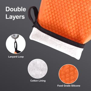 Guanti da forno per fumatori in Silicone antiscivolo resistente al calore per barbecue guanti da griglia Design impermeabile facile da pulire per la cottura alla griglia - Product Image 3
