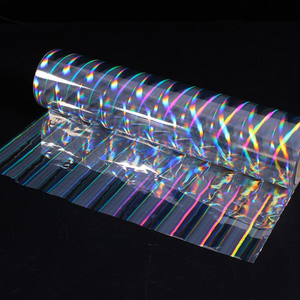 Seamless Rainbow Pattern Pet Holographic Film Iridescent Reflective Adhesive Decorative Film for <b>Crafts</b> Gift Wrappin Packaging - Product Image 1