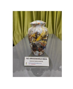 Urna de cremación para adultos, suministros funerarios de aluminio pintados a mano, atrevidos y divinos - Product Image 1
