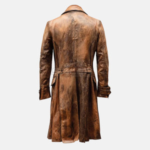 Manteau en cuir de haute qualité avec design long, intérieur doux, fermeture sécurisée et poches pratiques - Product Image 2
