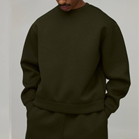 Ensemble de survêtement en molleton technique de haute qualité avec sweat à capuche et pantalon évasé, sweat-shirt à col rond et pantalon ample en coton