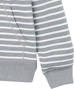 Sweat-shirt à capuche zippé gris rayé pour homme, coupe classique, décontracté, en coton tricoté, pour le printemps - Product Image 5