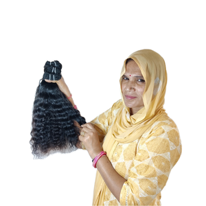 Cheveux humains indiens Deep Wave noirs couleur naturelle pour femmes - Vente en gros, vierges, non traités, 100% Remy, cuticules alignées, Full Lace, faciles à poser - Product Image 1