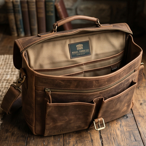 Sac messager vintage en cuir véritable Regal Three Llc avec fermeture à boucle, bandoulière réglable, sacs messagers pour toutes les saisons - Product Image 4