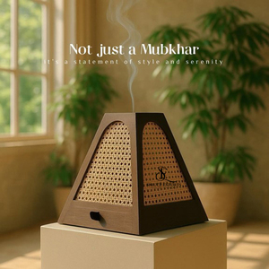 Pyramid-Shaped Wooden Arabic <b>Bakhoor</b> Burner With Rattan Mesh Panels And Storage Drawer, Ideal For Incense And <b>Oud</b> Fragrance Use - Product Image 6
