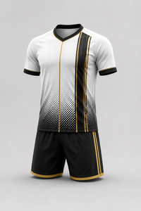 Créez votre propre ensemble d'uniformes de football pour hommes adultes de haute qualité, personnalisé, en polyester 100% respirant, à col en V et manches courtes - Product Image 2