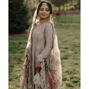 LG Magnifiques robes de soirée roses pour les fêtes avec bas de robe et Dupatta Taille M - Product Image 5