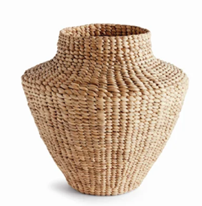 Tapered <b>square</b>-base woven rattan <b>vase</b> with a natural rustic texture finish, available at wholesale prices. - Product Image 3