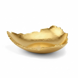 Plato decorativo de metal con forma de hoja, hecho a mano, vintage, dorado pulido, con diseño de plantas, para servir frutas y aperitivos. - Product Image 6