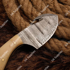 Couteau de chasse, de camping et de pêche de qualité industrielle, lame en acier Damascène ultra-affûtée, poignée en os de chameau, idéal pour l'EDC - Product Image 4