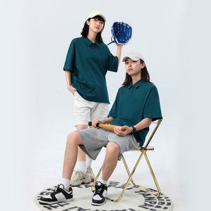 Alta calidad 240gsm 100% algodón Unisex ajuste relajado verano Casual cuello camisa pareja a juego manga corta Color sólido Polo - Product Image 4