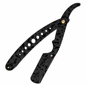 Rasoir droit pliant de qualité supérieure pour le rasage de la barbe, couteau de barbier en acier inoxydable, camouflage noir, réutilisable, fabricant OEM - Product Image 5