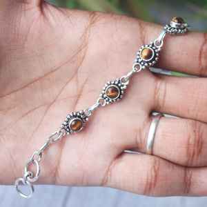 Tiger Eye <b>Bracelet</b> 925 Sterling Silver Toggle Clasp Women Jewelry Natural Gemstone Handmade Elegant Design Gift - Product Image 5