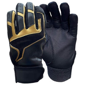 Gants de baseball confortables en cuir noir antidérapants à haute adhérence avec logo personnalisé pour softball - Product Image 1