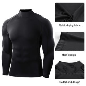 T-shirt de compression pour homme, manches longues, noir, pour fitness, entraînement, sport, gym, musculation, course à pied - Product Image 4