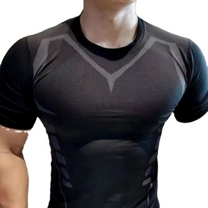 Custom Athletic Compression Gym Shirt Manufacturer Fitness Workout Apparel Cotton <b>Polyester</b> Screen Print DTF Printing OEM ODM - Product Image 4