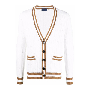 Suéter Cárdigan Blanco de Punto para Hombre y Mujer, Cuello en V, Abotonado, Manga Larga, Color Sólido, para Otoño - Product Image 1
