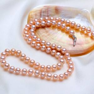 Collier de perles d'eau douce rondes de haute qualité 5-6-7mm Petites perles d'eau douce blanches roses avec boucle en argent - Product Image 4