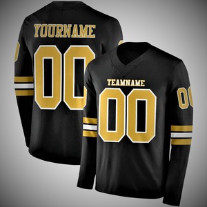 Camiseta de Fútbol Personalizada para Hombre, Cuello en V, Manga Larga, Nombre del Equipo, Número, Logotipo, 100% Poliéster, Ropa Deportiva de Verano de Secado Rápido - Product Image 2