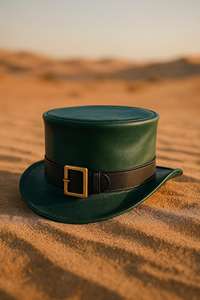Premium quality custom made Handmade Green Leather <b>Steampunk</b> Top <b>Hat</b> Handmade Victorian Cosplay Accessory - Product Image 2