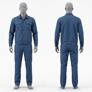 Vêtements de travail pour hommes, uniforme, 65% polyester, 35% coton, sergé, 245 GSM, résistant, broderie personnalisée, impression à l'écran, transfert thermique, étiquette tissée - Product Image 1