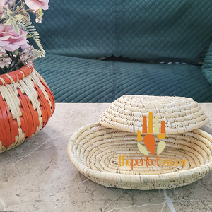 Panier ovale fait main en herbe de lune naturelle, panier ouvert avec poignée, écologique, durable, mini taille, usage polyvalent - Product Image 4