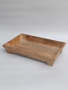 Plateau rectangulaire en bois au design moderne, finition naturelle avec base surélevée, plateaux décoratifs - Product Image 2