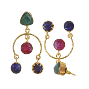 Pendientes de Piedra Natural con Baño de Oro de 18K, Latón Clásico, Venta al Por Mayor - Product Image 6