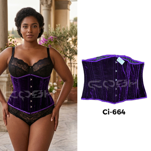 <b>Underbust</b> Steelboned Purple Velvet Corset With Purple Satin Trim / Fashion And Fitness Wear Corset - Product Image 4