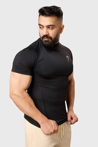 athletic gym compression tshirt men workout fitness tee quick dry stretch sportswear supplier - Product Image 4
