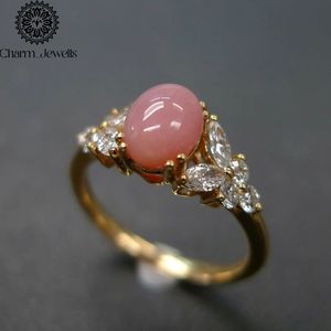 Anillo de Compromiso Romántico Charm_Jewells para Mujer, Chapado en Plata, Oro Rosa de 18K, Moissanita Rosa, Corte Cojín, Engaste de Flor, Certificado IGI - Product Image 1