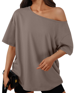 T-shirt décontracté pour femme 100 % coton respirant, manches courtes, doux, pour l'été, uni, personnalisable avec logo, tendance - Product Image 1