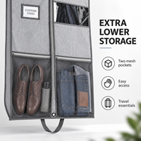 Sac de rangement pliable personnalisé en non-tissé avec fenêtre transparente, poche pour carte d'identité et compartiment en maille pour chaussures, idéal pour costumes, robes et vêtements de voyage, avec logo personnalisé
