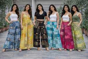 Pantalon Palazzo en Rayonne Patchwork Super Vente, 100% Rayonne, Personnalisé, Doux, Style Pêcheur, Unisexe, Bohème, pour Bureau et Été - Product Image 3
