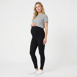 Leggings longs en tricot taille haute pour femmes, fabrication Bangladesh, noirs, extensibles, sans coutures, style basique, toutes saisons. - Product Image 3