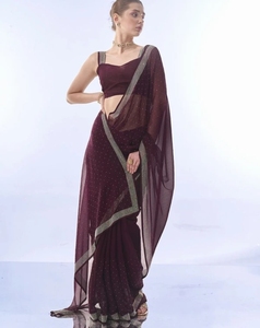 Sari de chifón estilo Bollywood adornado - Product Image 5