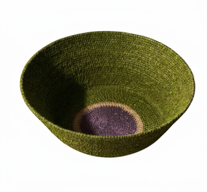 Cuenco Redondo Hecho a Mano de Mimbre Bohemio con Detalles Morados para Servir, Decorativo para Mesa de Comedor y Almacenamiento - Product Image 2