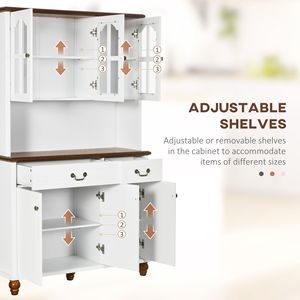 "6-Door Freestanding White <b>Pantry</b> with 2 Drawers & 3-Level Adjustable Shelves for <b>Kitchen</b> Storage" - Product Image 5