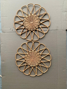 Assiette de présentation ronde en rotin naturel, sets de table floraux tissés à la main, diamètre 500 mm, décoration de table vintage, ensemble de repas écologique - Product Image 4