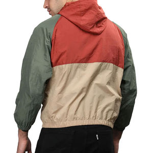 <b>Men</b> Hooded Color Blocking Bomber <b>Jacket</b> Windproof Polyester Zipper Closure Casual Autumn Outerwear - Product Image 3