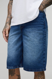 Hot Sale 100% Cotton Solid Windproof Casual Vintage Washed Faded <b>Long</b> <b>Men's</b> Denim <b>Shorts</b> Custom Heat-Transfer Printed Mid Waist - Product Image 4