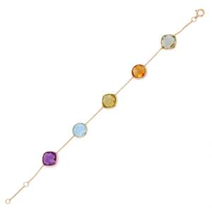 18K Gold Multi Gemstone Fine Charm <b>Bracelet</b> - Product Image 2