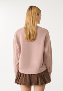 Sudadera Oversize de Cuello Redondo para Mujer, Color Sólido, Manga Larga, Hombros Caídos, Tejido de Algodón y Fibra de Bambú, Transpirable, para Otoño - Product Image 4
