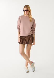 Sudadera Oversize de Cuello Redondo para Mujer, Color Sólido, Manga Larga, Hombros Caídos, Tejido de Algodón y Fibra de Bambú, Transpirable, para Otoño - Product Image 2