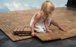 Dalles de sol en bois d'acacia imperméables à emboîtement pour usage intérieur et extérieur - Product Image 2