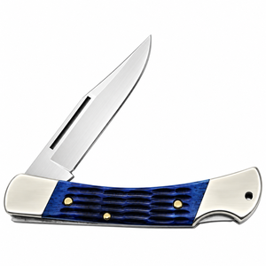 Navajas Plegables Azules Plateadas con Mango Texturizado, Hoja de Acero Inoxidable, Diseño Clásico con Bloqueo Trasero para Campismo y Uso Diario - Product Image 1