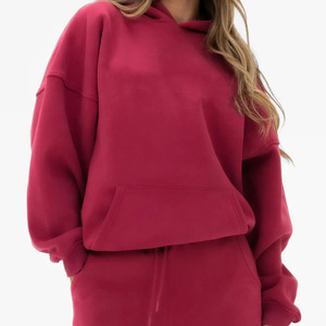 Sweat-shirt à capuche oversize pour femme PENTO INDUSTRY, couleur unie, épaules tombantes, manches longues, en molleton de coton anti-boulochage, pour l'hiver - Product Image 5